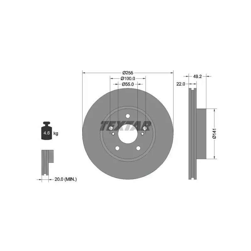 Stabdžių diskas  TEXTAR 92179503