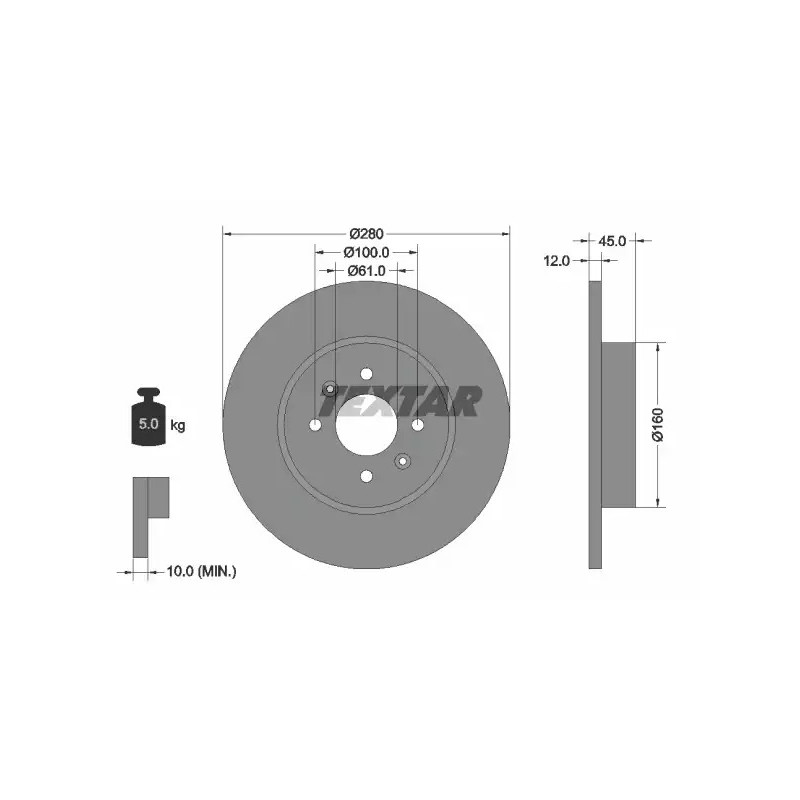 Stabdžių diskas  TEXTAR 92181203