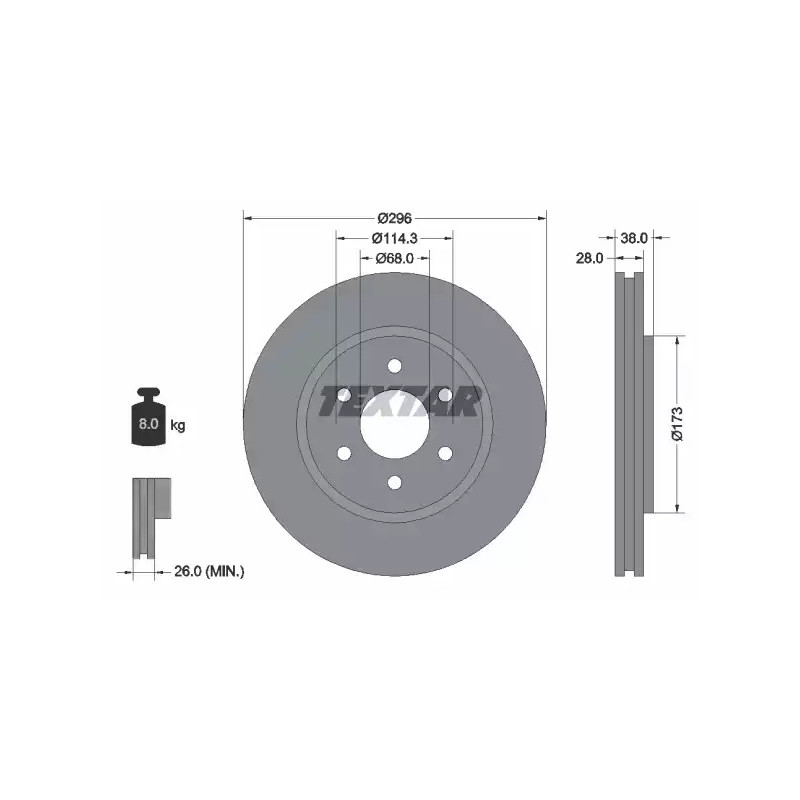 Stabdžių diskas  TEXTAR 92199603
