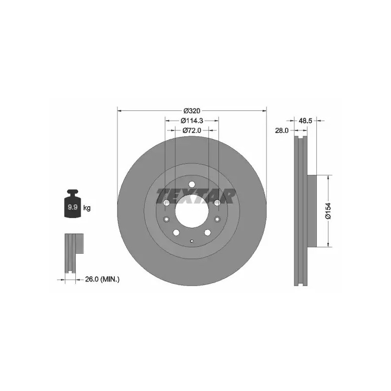 Stabdžių diskas  TEXTAR 92203403