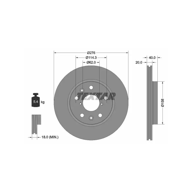 Stabdžių diskas  TEXTAR 92204703