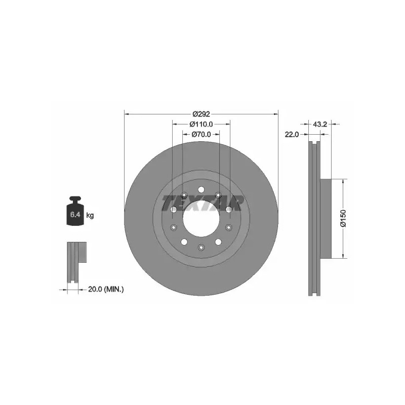 Stabdžių diskas  TEXTAR 92221103