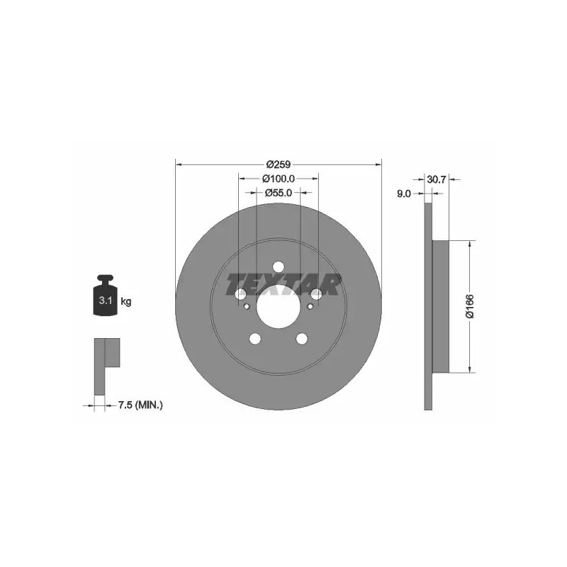 Stabdžių diskas  TEXTAR 92224003