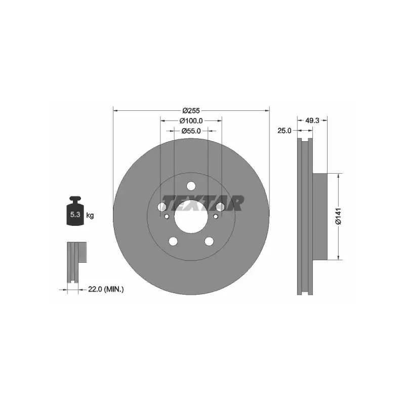 Stabdžių diskas  TEXTAR 92225003