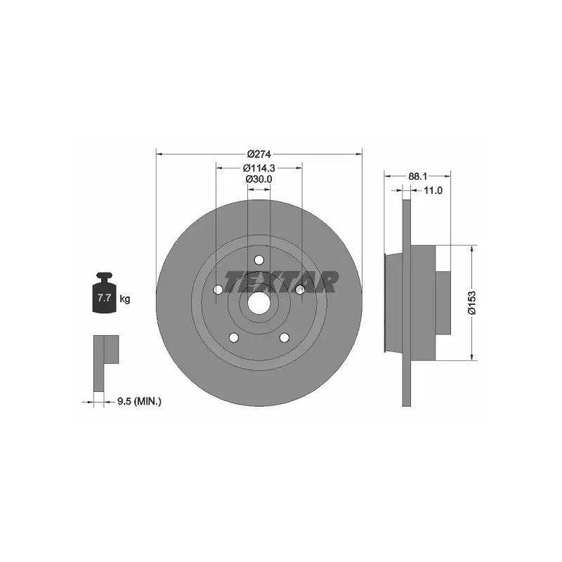 Stabdžių diskas  TEXTAR 92232603