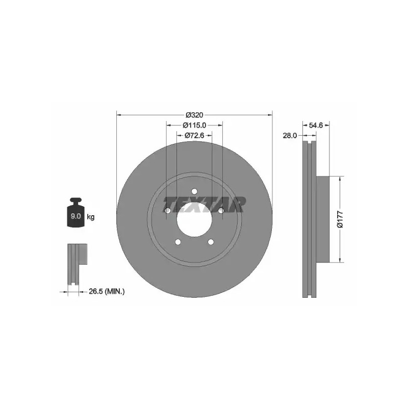 Stabdžių diskas  TEXTAR 92235403