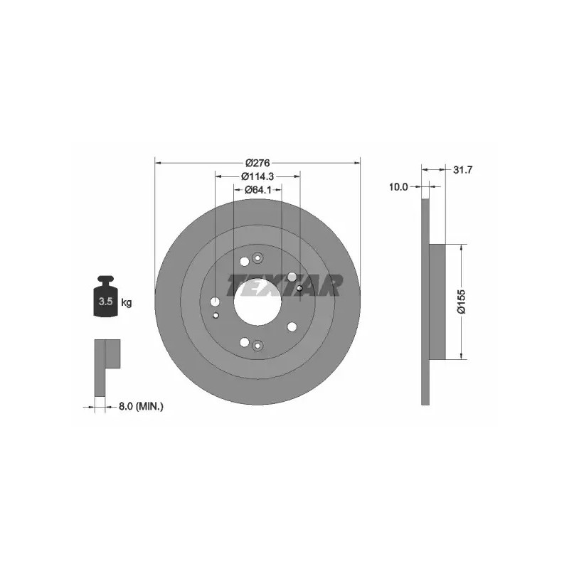 Stabdžių diskas  TEXTAR 92252603