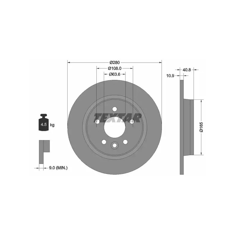 Stabdžių diskas  TEXTAR 92255603