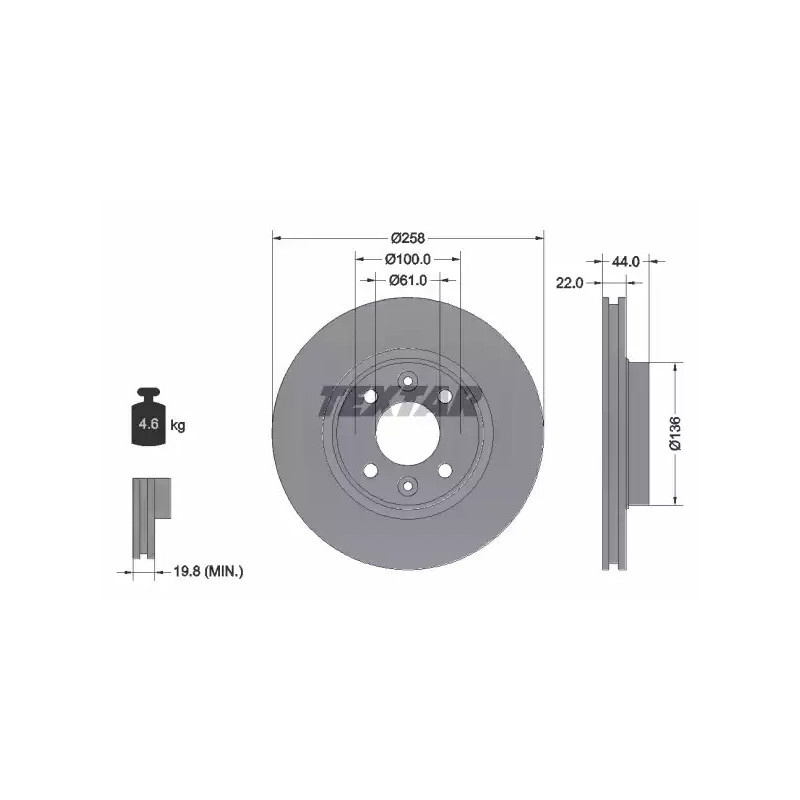 Stabdžių diskas  TEXTAR 92255203