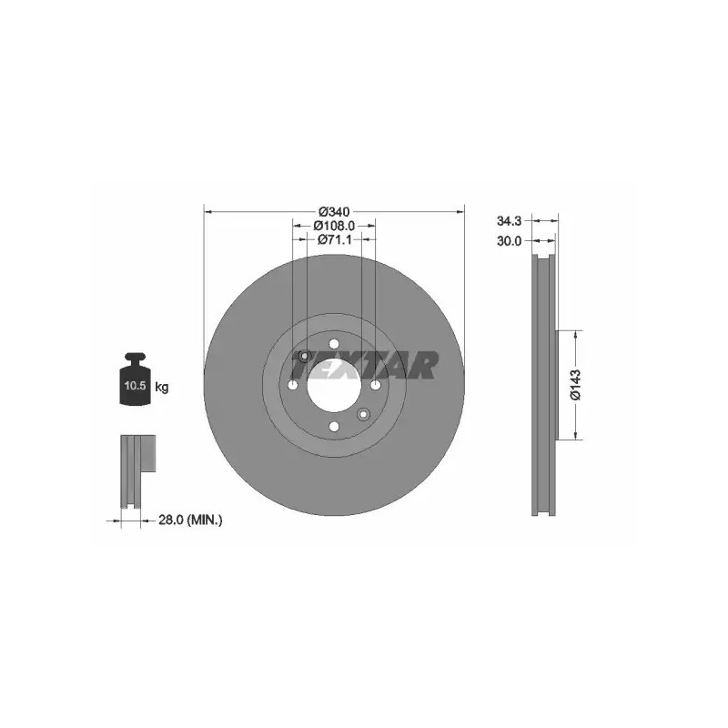Stabdžių diskas  TEXTAR 92256903