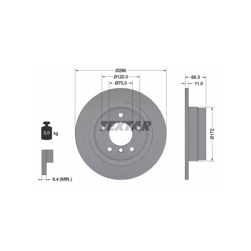 Stabdžių diskas  TEXTAR 92261003
