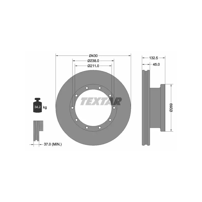 Stabdžių diskas  TEXTAR 93087900