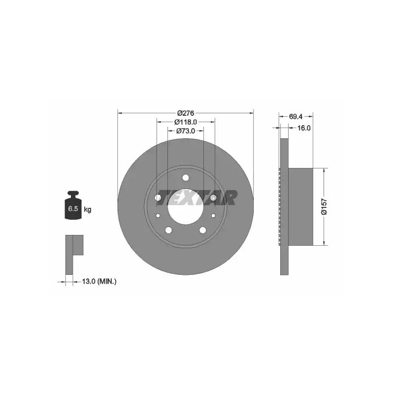 Stabdžių diskas  TEXTAR 93104800