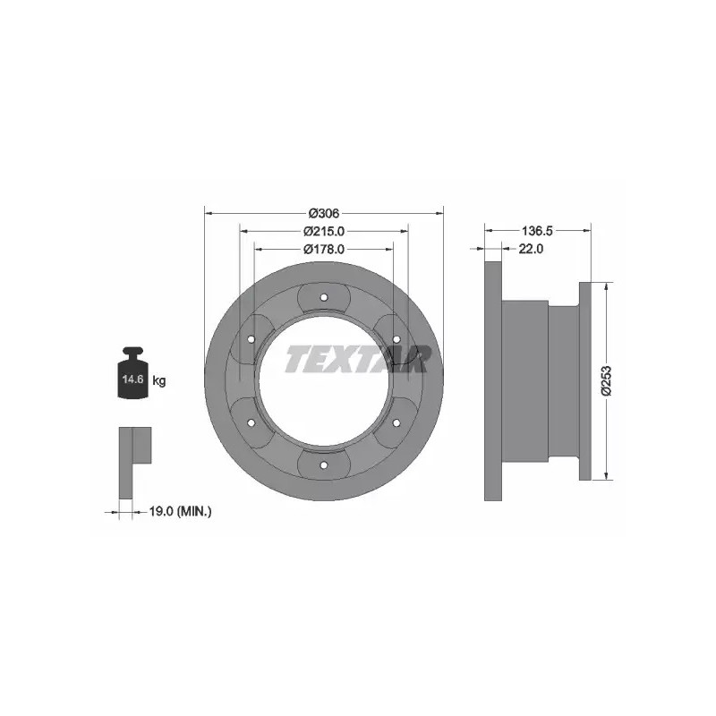 Stabdžių diskas  TEXTAR 93127300