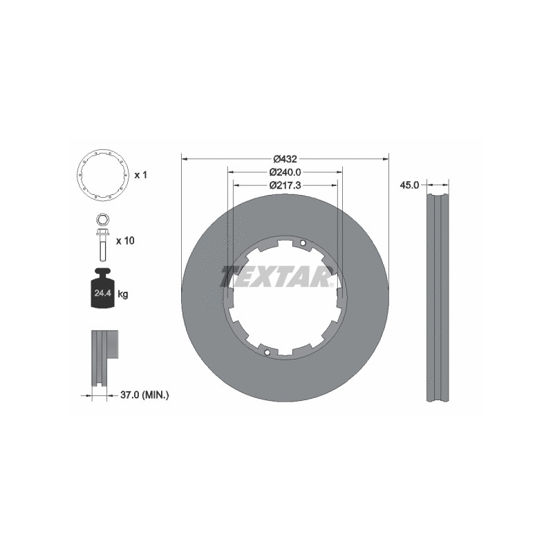 Stabdžių diskas  TEXTAR 93145600