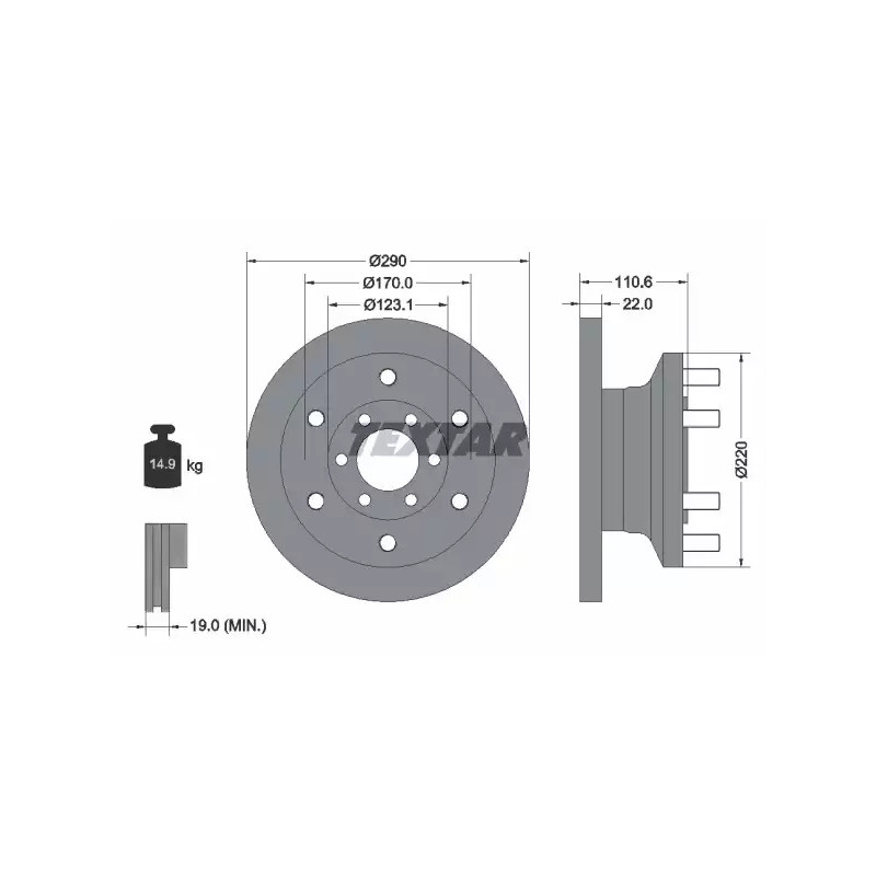 Stabdžių diskas  TEXTAR 93175400
