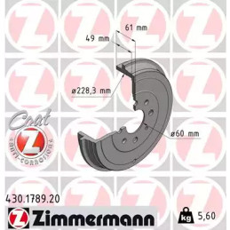 Stabdžių būgnas  ZIMMERMANN 430.1789.20