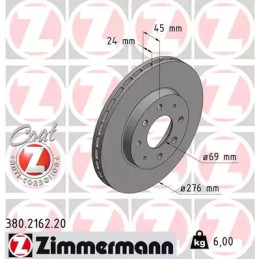 Stabdžių diskas  ZIMMERMANN 380.2162.20