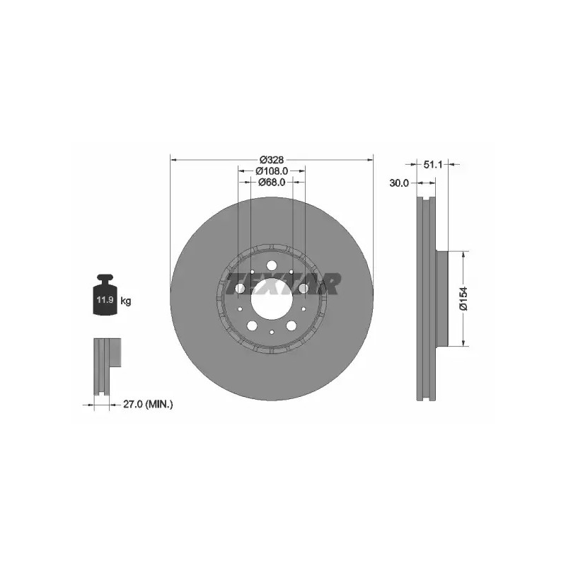 Stabdžių diskas  TEXTAR 92284105