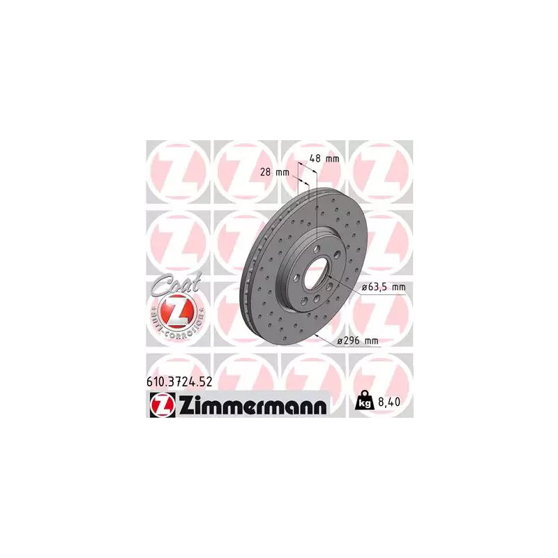 Stabdžių diskas  ZIMMERMANN 610.3724.52
