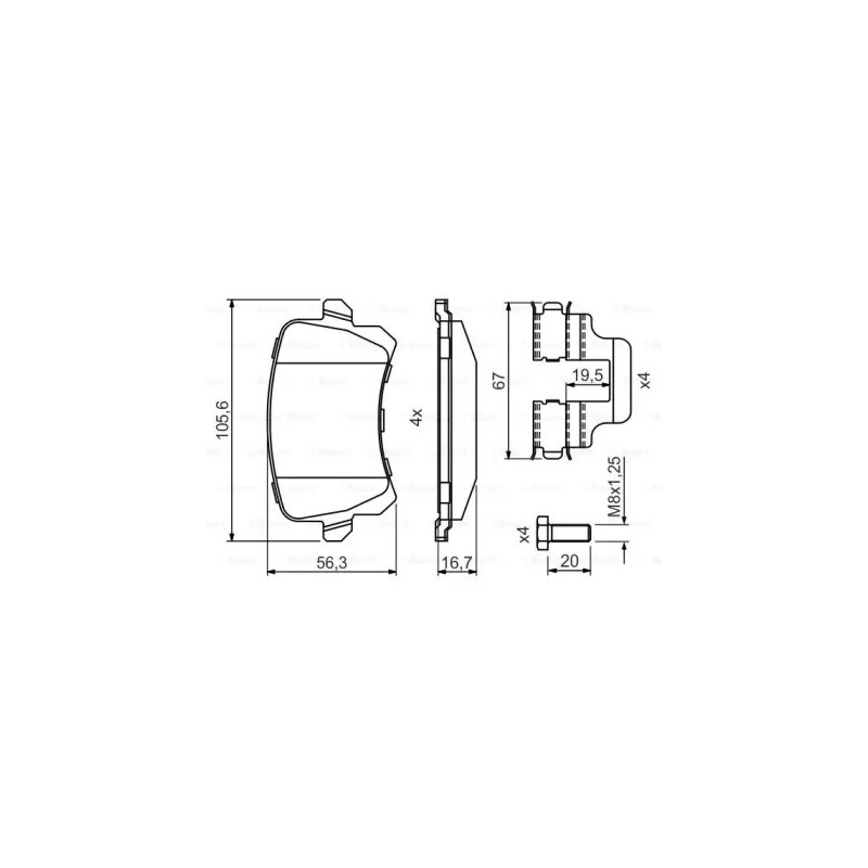 Diskinių stabdžių trinkelių rinkinys  BOSCH 0 986 494 731