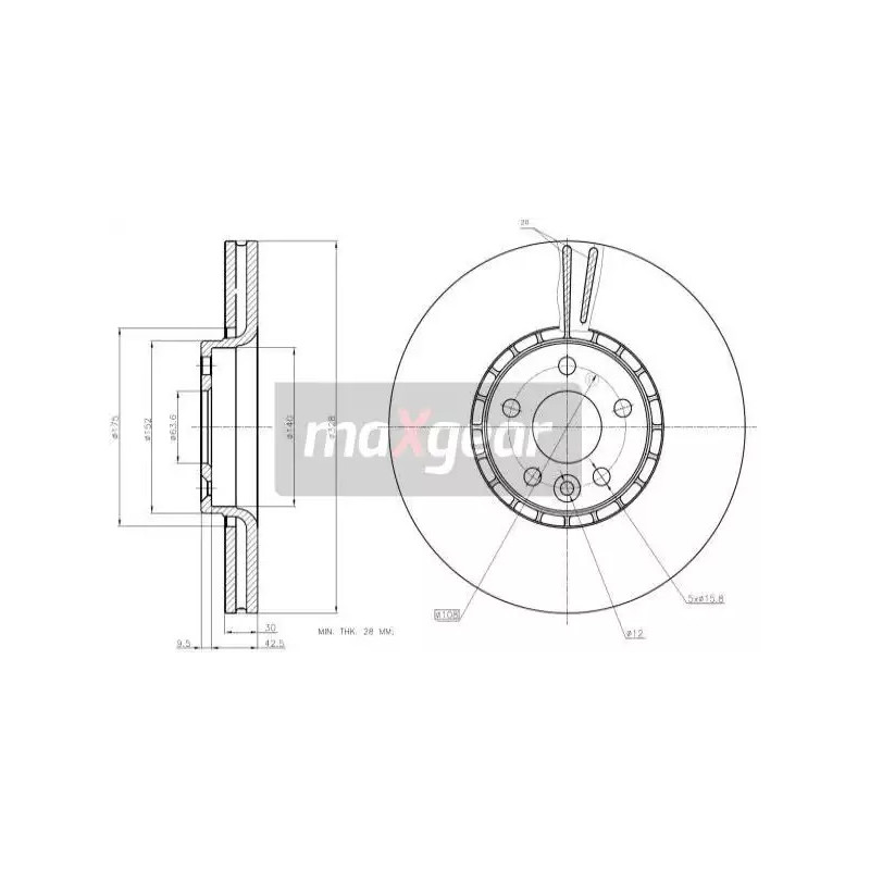 Stabdžių diskas  MAXGEAR 19-2336