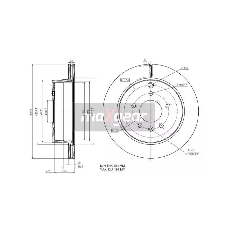 Stabdžių diskas  MAXGEAR 19-2370