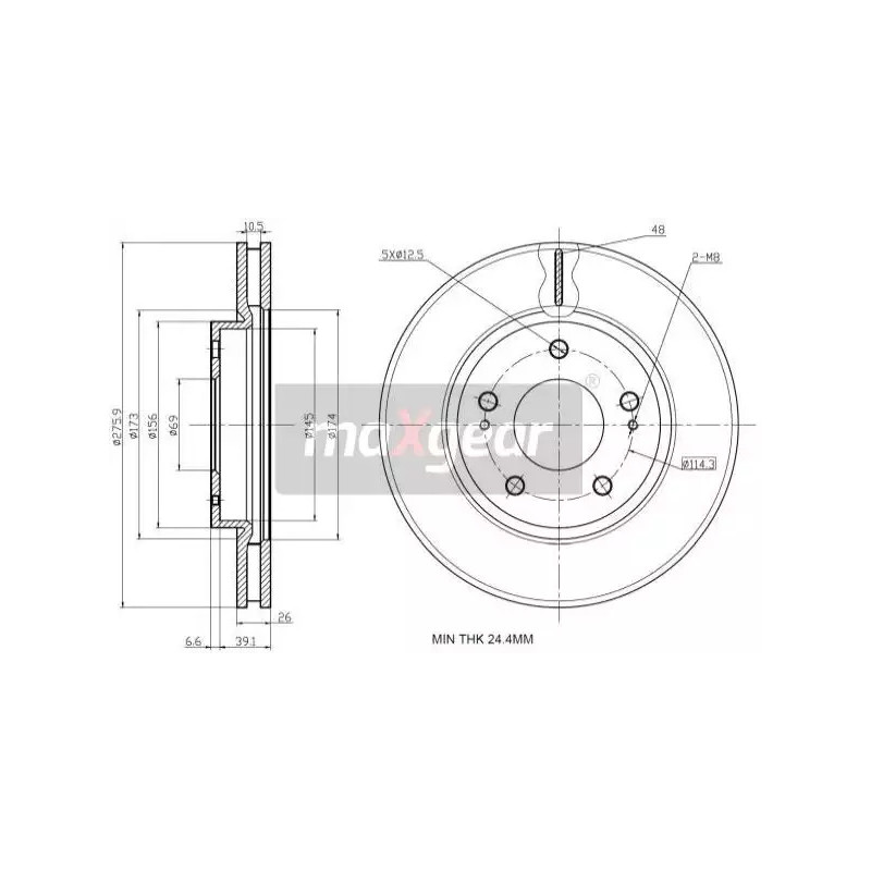 Stabdžių diskas  MAXGEAR 19-2388