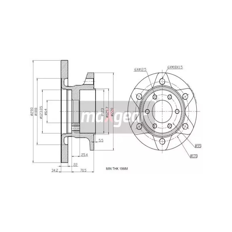 Stabdžių diskas  MAXGEAR 19-2405