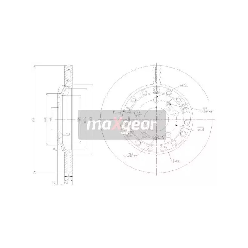 Stabdžių diskas  MAXGEAR 19-2512