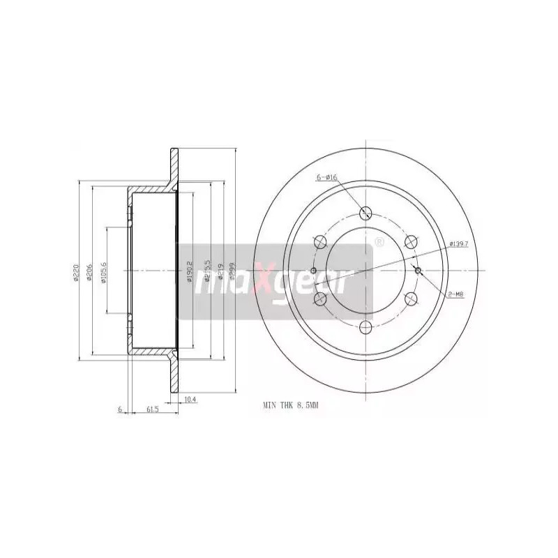Stabdžių diskas  MAXGEAR 19-2526