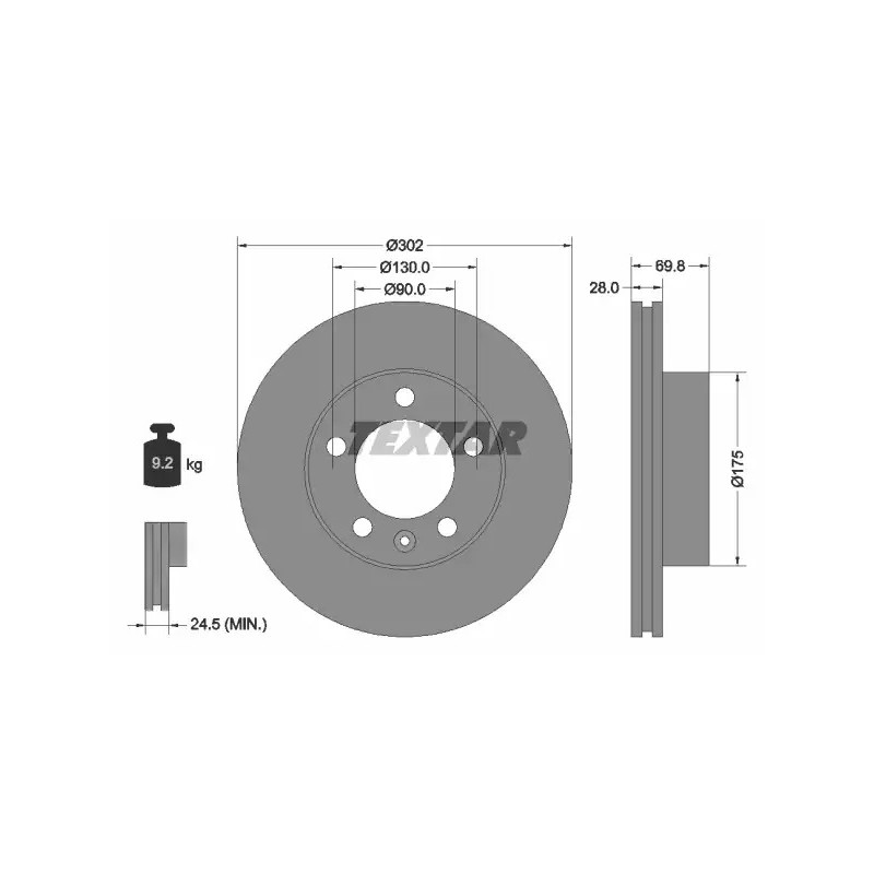 Stabdžių diskas  TEXTAR 92228603