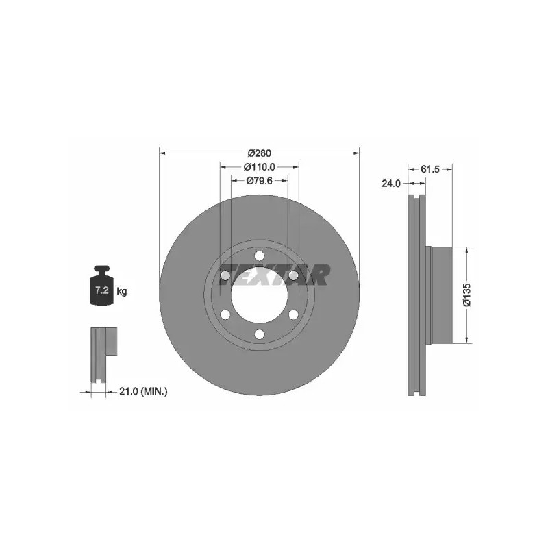 Stabdžių diskas  TEXTAR 92097703