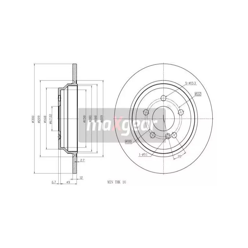 Stabdžių diskas  MAXGEAR 19-3186