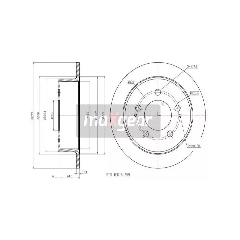 Stabdžių diskas  MAXGEAR 19-3199