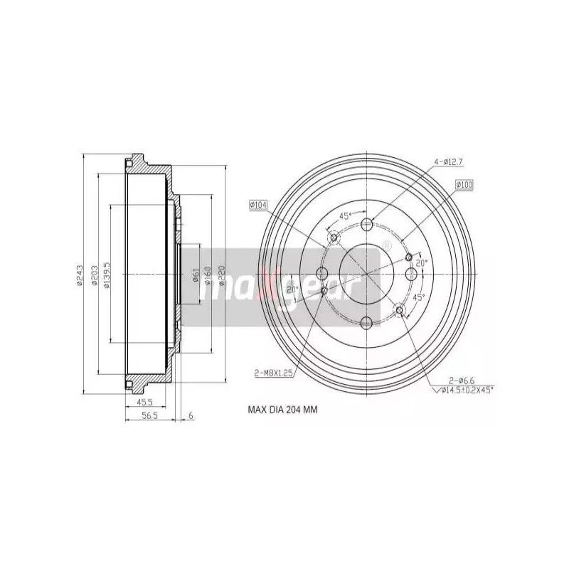 Stabdžių būgnas  MAXGEAR 19-3192