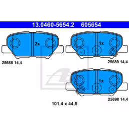 Diskinių stabdžių trinkelių rinkinys  ATE 13.0460-5654.2