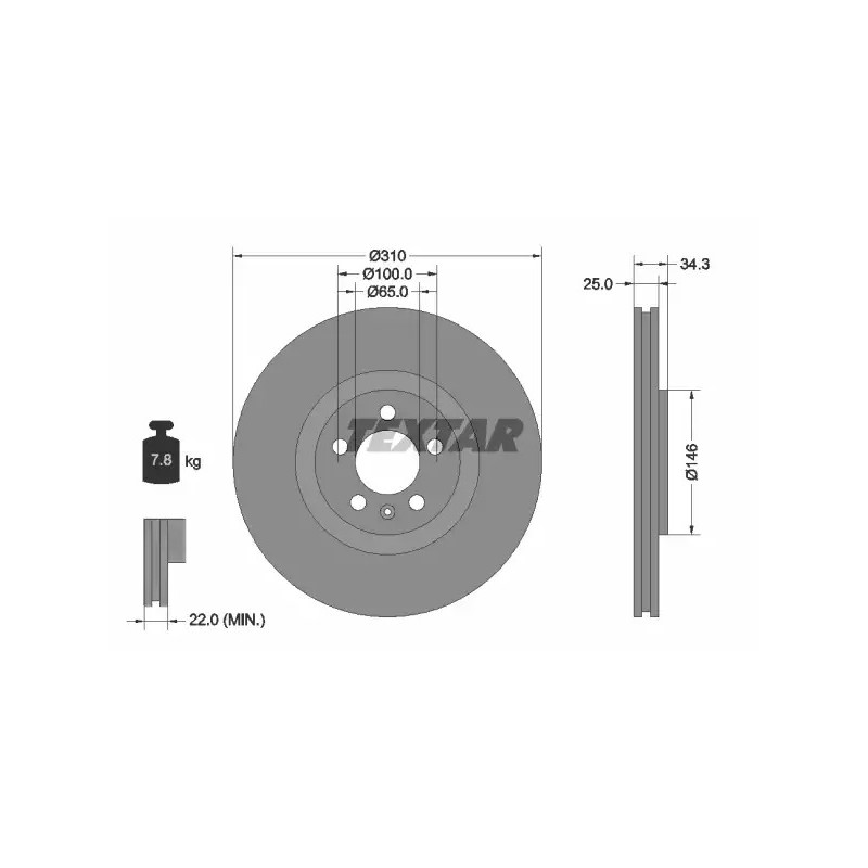 Stabdžių diskas  TEXTAR 92275905