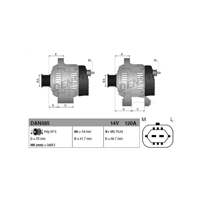 Kintamosios srovės generatorius  DENSO DAN585
