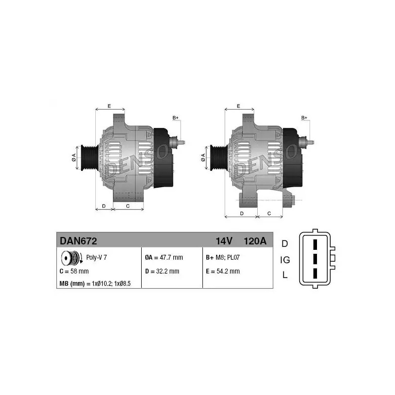 Kintamosios srovės generatorius  DENSO DAN672