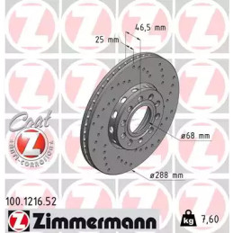 Stabdžių diskas  ZIMMERMANN 100.1216.52