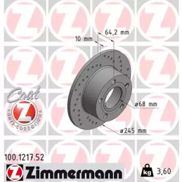 Stabdžių diskas  ZIMMERMANN 100.1217.52