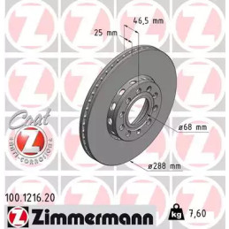 Stabdžių diskas  ZIMMERMANN 100.1216.20