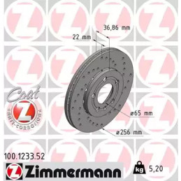 Stabdžių diskas  ZIMMERMANN 100.1233.52