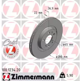 Stabdžių diskas  ZIMMERMANN 100.1234.20