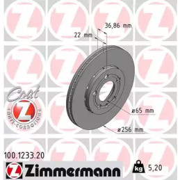 Stabdžių diskas  ZIMMERMANN 100.1233.20