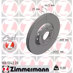 Stabdžių diskas  ZIMMERMANN 100.1242.20