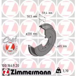 Stabdžių būgnas  ZIMMERMANN 100.1649.20