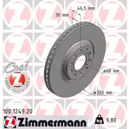Stabdžių diskas  ZIMMERMANN 100.1249.20