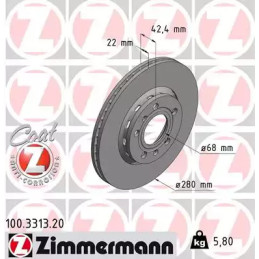 Stabdžių diskas  ZIMMERMANN 100.3313.20